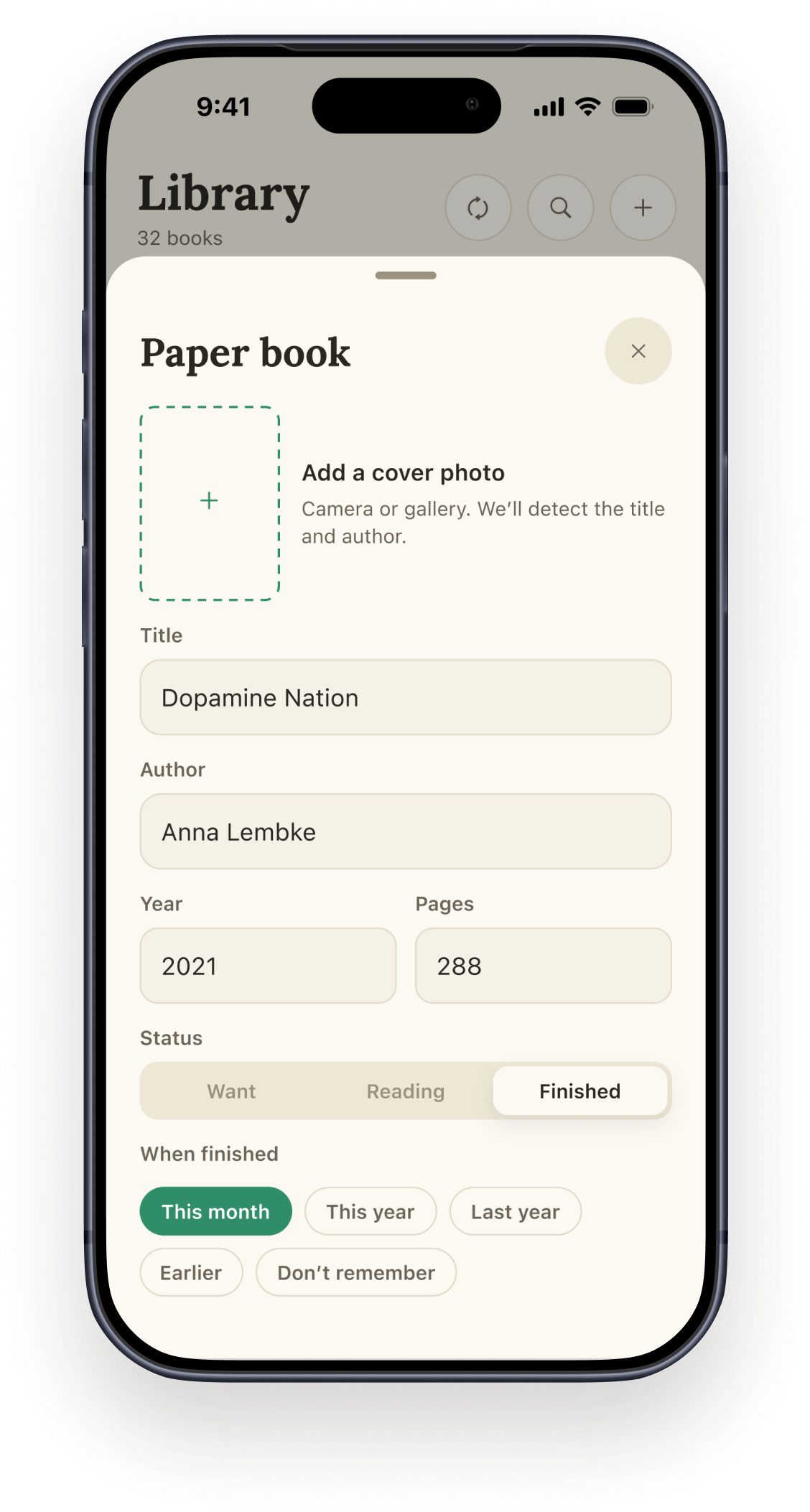 A paper book in the Librosy app